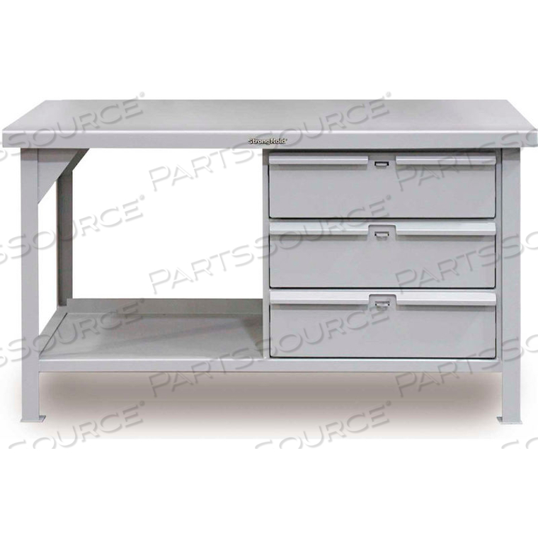 60"W X 36"D 3 DRAWER WITH STEEL TOP WORKBENCH by Strong Hold