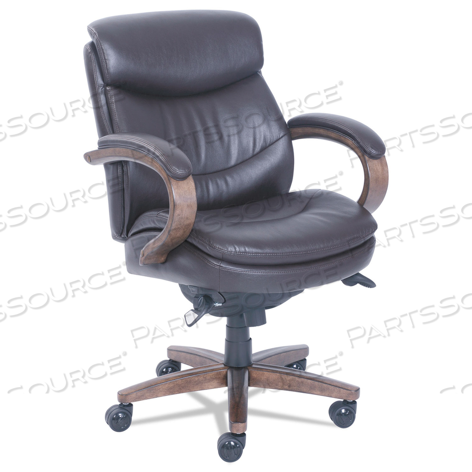 WOODBURY MID-BACK EXECUTIVE CHAIR, SUPPORTS UP TO 300 LB, 18.75" TO 21.75" SEAT HEIGHT, BROWN SEAT/BACK, WEATHERED SAND BASE 