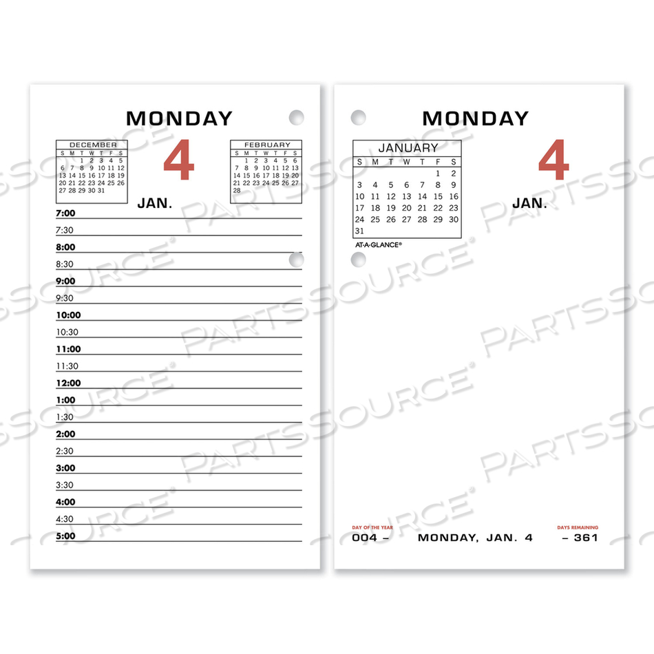 TWO-COLOR DESK CALENDAR REFILL, 3.5 X 6, WHITE SHEETS, 2023 by At-A-Glance
