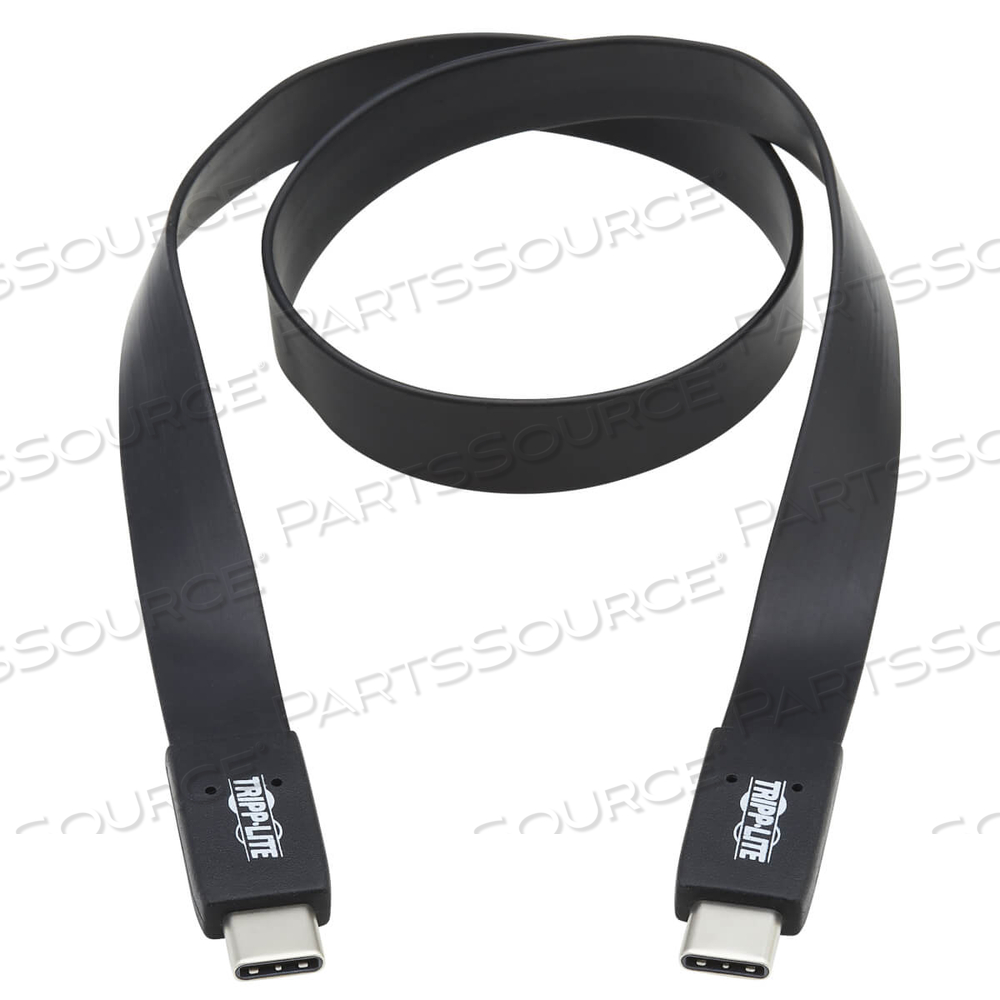 USB C CABLE FLAT USB 3.1 GEN2 10GBPS M/M THUNDERBOLT 3 BLACK 3FT by Tripp Lite