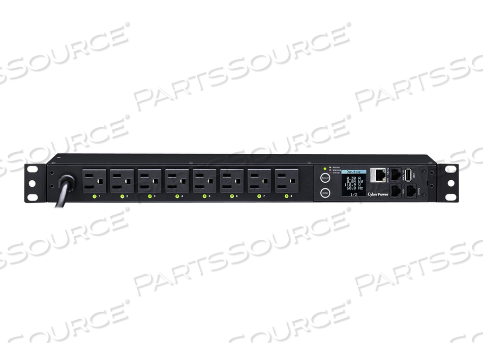 SWITCHED SERIES PDU41001, POWER DISTRIBUTION UNIT (RACK-MOUNTABLE), AC 100-120 V, ETHERNET, RS-232, INPUT: NEMA 5-15P, OUTPUT CONNECTORS: 8  by CyberPower