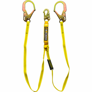 BIG BOSS EXTENDED FREE FALL LANYARD, 6' DOUBLE LEG W/ STEEL REBAR HOOKS, SHOCK PACK, NYLON by Guardian Fall Protection