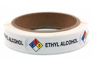 ETHYL ALCOHOL LABELS ROLL PK250 by Roll Products