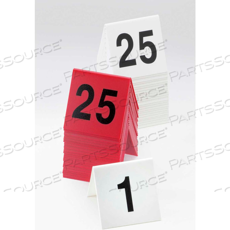 BREAK RESISTANT NUMBER TENTS #1 TO 25 RED 3"W X 2"D X 3"H 