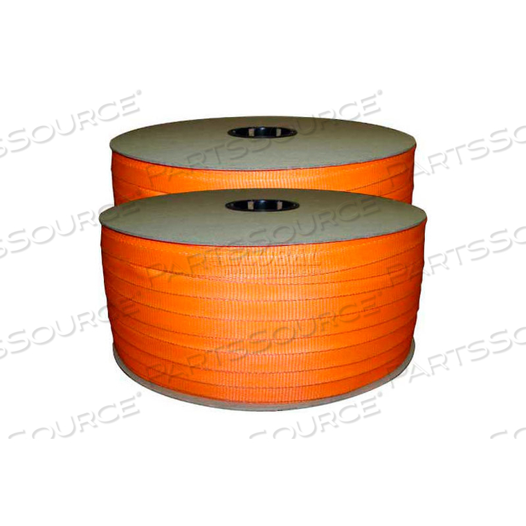 WOVEN POLYESTER STRAPPING 3/4" X .050" X 1650' ORANGE by Kubinec Strapping