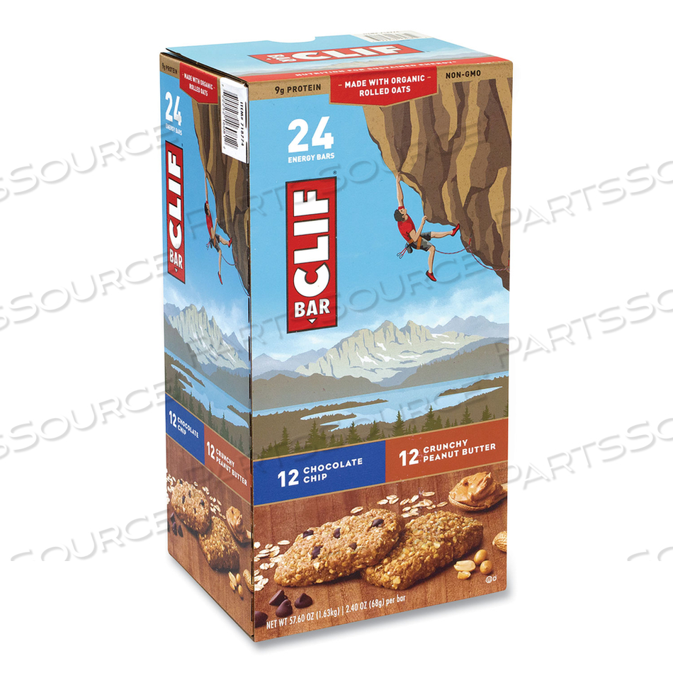 ENERGY BAR, CHOCOLATE CHIP/CRUNCHY PEANUT BUTTER, 2.4 OZ, 24/BOX 