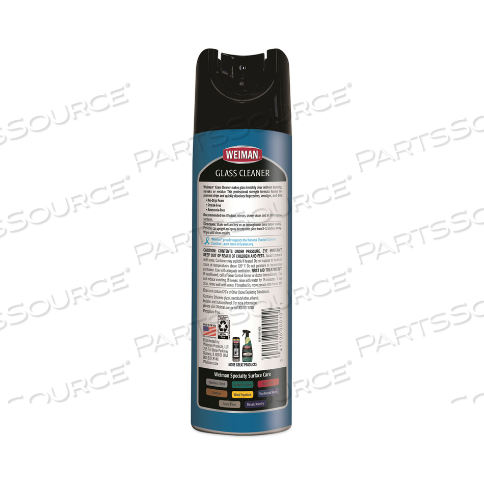 FOAMING GLASS CLEANER, 19 OZ AEROSOL SPRAY CAN by Weiman