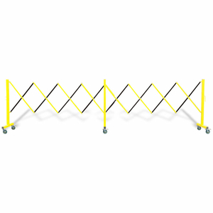 FLEXPRO 160 EXPANDING STEEL/ALUMINUM BARRICADE, YELLOW/BLACK, 37"H X 16' L by Queue Solutions LLC