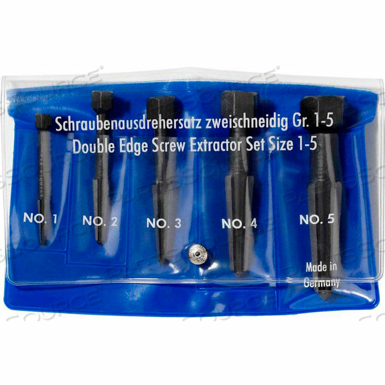 SCREW EXTRACTOR DOUBLE-EDGED SET 5 PARTS SIZE 1-5 IN VINYL POUCH by Knipex