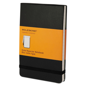 REPORTER NOTEPAD, NARROW RULE, BLACK COVER, 192 WHITE 3.5 X 5.5 SHEETS by Moleskine