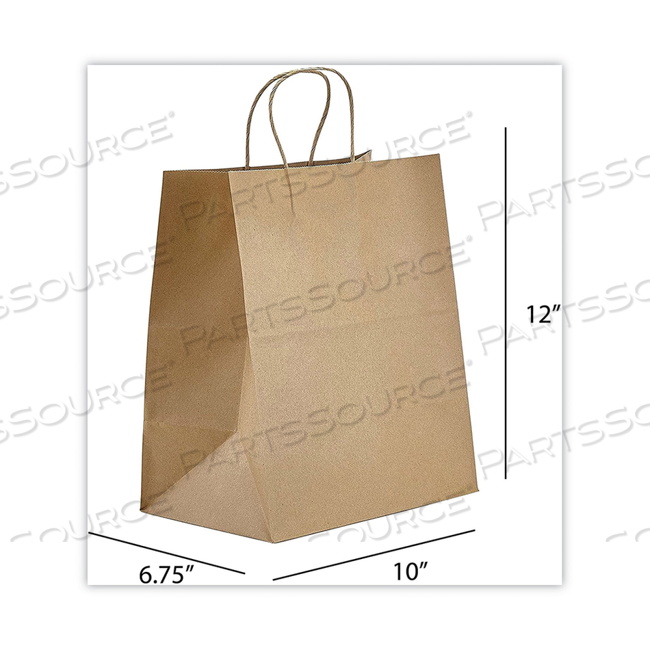 KRAFT PAPER BAGS, BISTRO, 10 X 6.75 X 12, NATURAL, 250/CARTON 