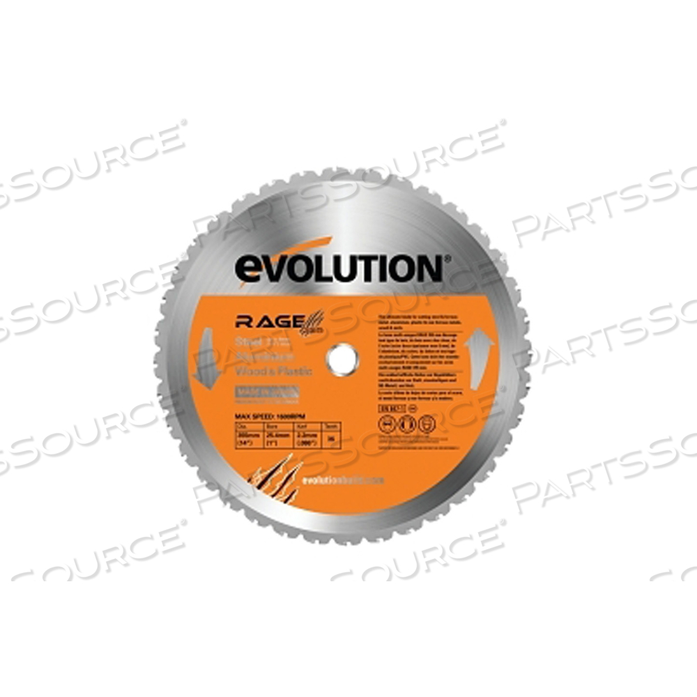 TCT RAGE2 REPLACEMENT BLADE, 14 IN, 1 IN ARBOR, 1600 RPM, 36 TEETH by Evolution TCT RAGE2 REPLACEMENT BLADE, 14 IN, 1 IN ARBOR, 1600 RPM, 36 TEETH by Evolution