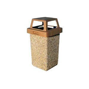 CONCRETE WASTE RECEPTACLE W/BROWN 4 WAY TOP - 20" X 20" GRAY/TAN by Wausau Tile