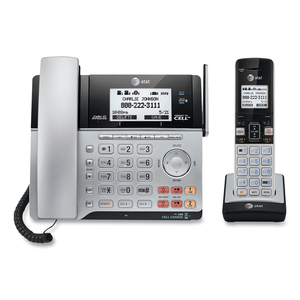 CONNECT TO CELL TL86103 TWO-LINE CORDED/CORDLESS PHONE, CORDED BASE STATION AND 1 ADDITIONAL HANDSET, BLACK/SILVER by AT&T