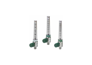 CHROME, DIAL FLOWMETER, 0 TO 15 LPM, DISS FEMALE HAND TIGHT, 50 PSI, OXYGEN, POLYCARBONATE, BRASS, GREEN, +/-25 TO 0.5 LPM by Precision Medical, Inc.
