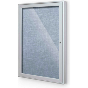 OUTDOOR ENCLOSED BULLETIN BOARD CABINET,1-DOOR 24"W X 36"H, SILVER TRIM, PACIFIC BLUE by Balt