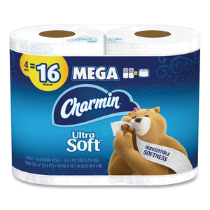 ULTRA SOFT BATHROOM TISSUE, SEPTIC SAFE, 2-PLY, WHITE, 244 SHEETS/ROLL, 4 ROLLS/PACK, 6 PACKS/CARTON by Charmin