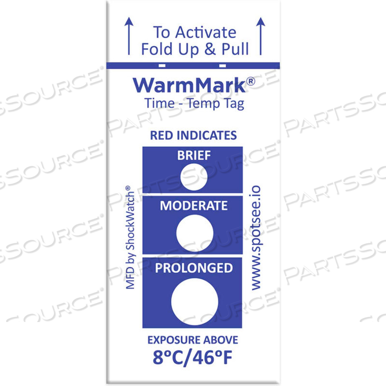 TEMPERATURE INDICATOR LABEL HEAT PK100 by Shockwatch Inc TEMPERATURE INDICATOR LABEL HEAT PK100 by Shockwatch Inc