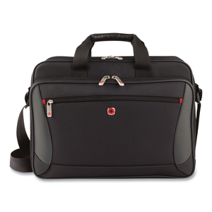 SWISSGEAR MAINFRAME LAPTOP BRIEFCASE, FITS DEVICES UP TO 16", POLYESTER, 15.75 X 6 X 12, BLACK/GRAY by Wenger