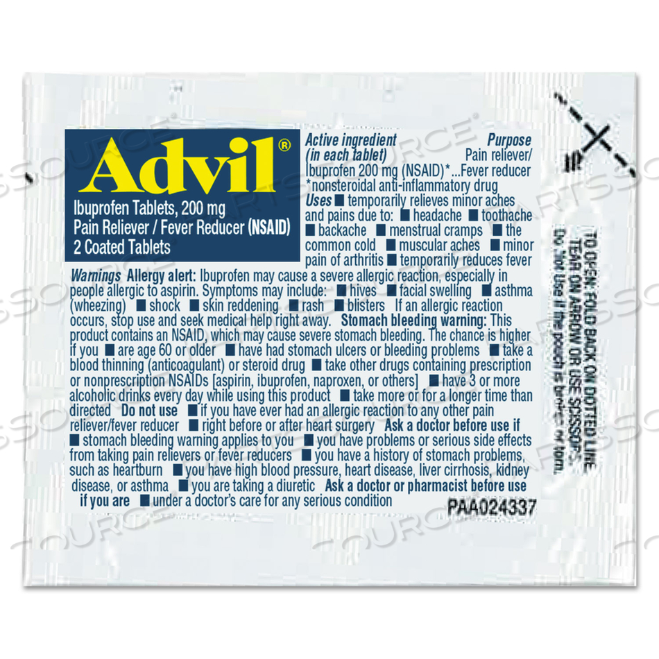 IBUPROFEN TABLETS, 200MG, REFILL PACK, TWO TABLETS/PACKET by Advil