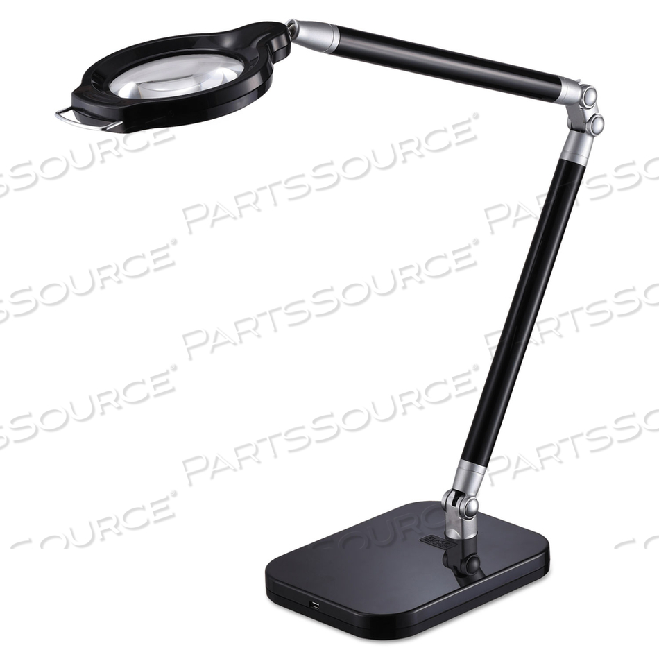 PUREOPTICS SUMMIT ZOOM ULTRA REACH MAGNIFIER LED DESK LIGHT, 2 PRONG, 29" HIGH, BLACK 