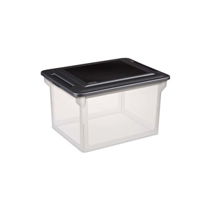 FILE STORAGE BOX - BLACK LID CLEAR TOTE 18-1/2"L X 14"W X 12"H by Sterilite