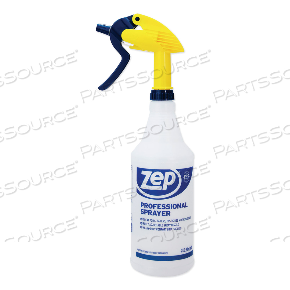 PROFESSIONAL SPRAY BOTTLE WITH TRIGGER SPRAYER, 32 OZ, CLEAR by Zep