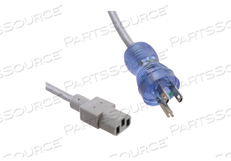 POWER CORD, 10 FT, GRAY NEMA 5-15P TO IEC 320-C13, SJT by Pelton & Crane