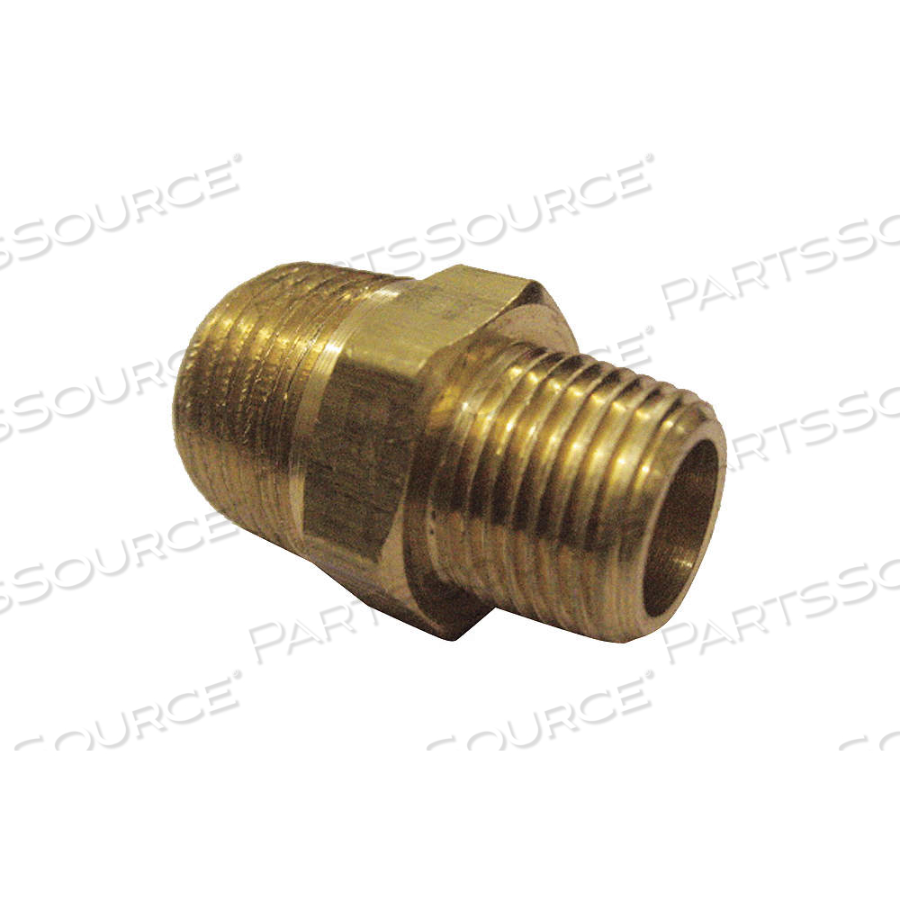 HEX REDUCING NIPPLE, BRASS, 3/8 IN X 1/4 IN FITTING PIPE SIZE, MALE NPT X MALE NPT, CLASS 150 by Approved Vendor