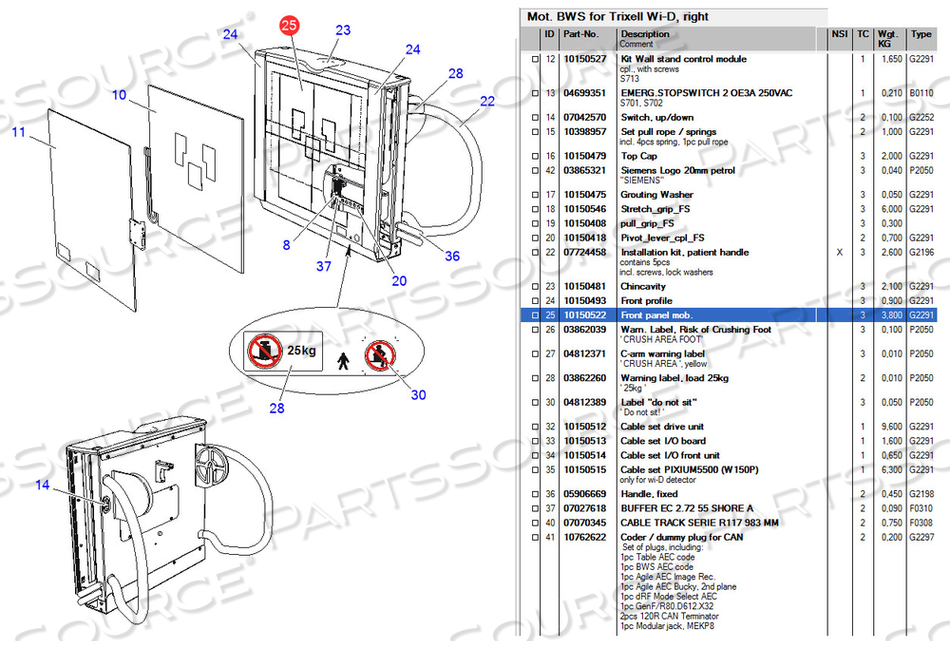 MOBILE FRONT PANEL FOR RAD ROOM by Siemens Medical Solutions