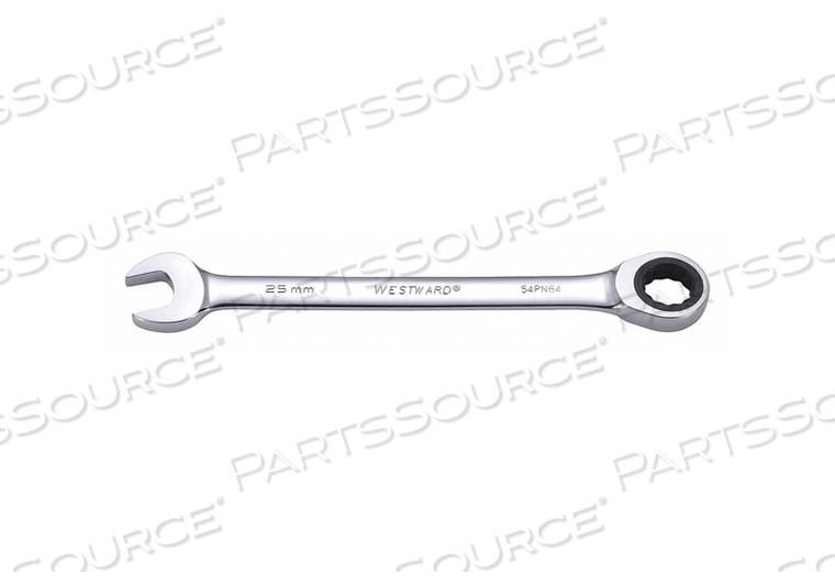 RATCHETING WRENCH, ALLOY STEEL, CHROME, HEAD SIZE 25 MM, OVERALL LENGTH 13 IN, HEAD OFFSET ANGLE 0 DEGREES , STANDARD, HEAD THICKNESS 9/16 I by Westward RATCHETING WRENCH, ALLOY STEEL, CHROME, HEAD SIZE 25 MM, OVERALL LENGTH 13 IN, HEAD OFFSET ANGLE 0 DEGREES , STANDARD, HEAD THICKNESS 9/16 I by Westward