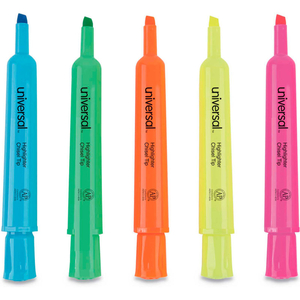 DESK HIGHLIGHTERS, CHISEL TIP, ASSORTED COLORS, DOZEN by Universal Products