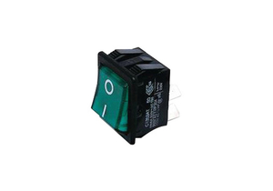 ILLUMINATED ON/OFF ROCKER SWITCH, GREEN, 16 A, 250 V, DPST CONTACT, 2 POLES, PANEL MOUNTING, QUICK CONNECT TERMINAL by Newark / Element 14