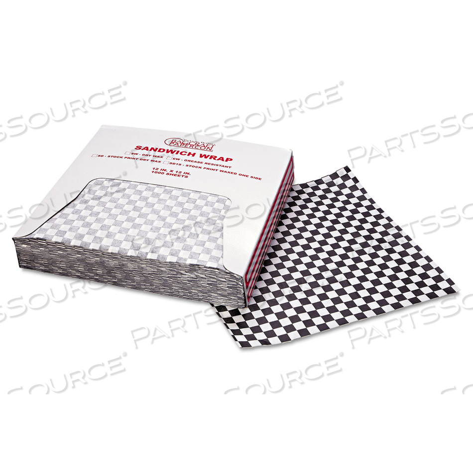 GREASE-RESISTANT PAPER WRAPS AND LINERS, 12 X 12, BLACK CHECK by Bagcraft GREASE-RESISTANT PAPER WRAPS AND LINERS, 12 X 12, BLACK CHECK by Bagcraft