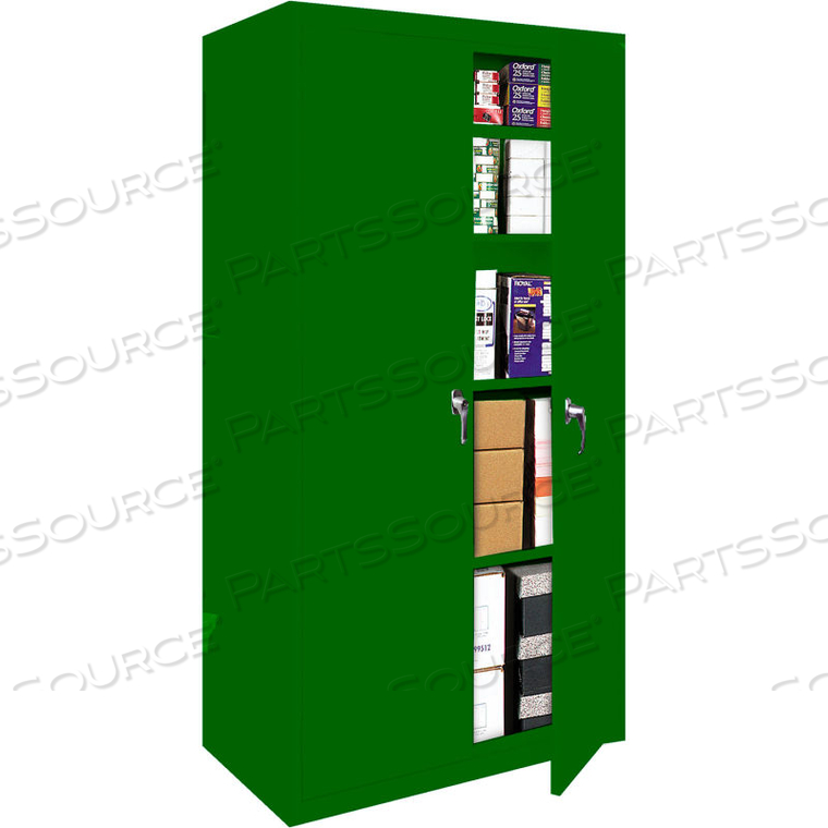 FIXED SHELF ALL-WELDED STORAGE CABINET, 33"WX18"DX72"H, LEAF GREEN 