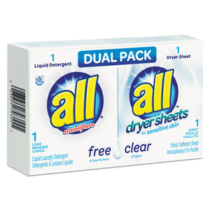 FREE CLEAR HE LIQUID LAUNDRY DETERGENT/DRYER SHEET DUAL VEND PACK, 100/CTN by All