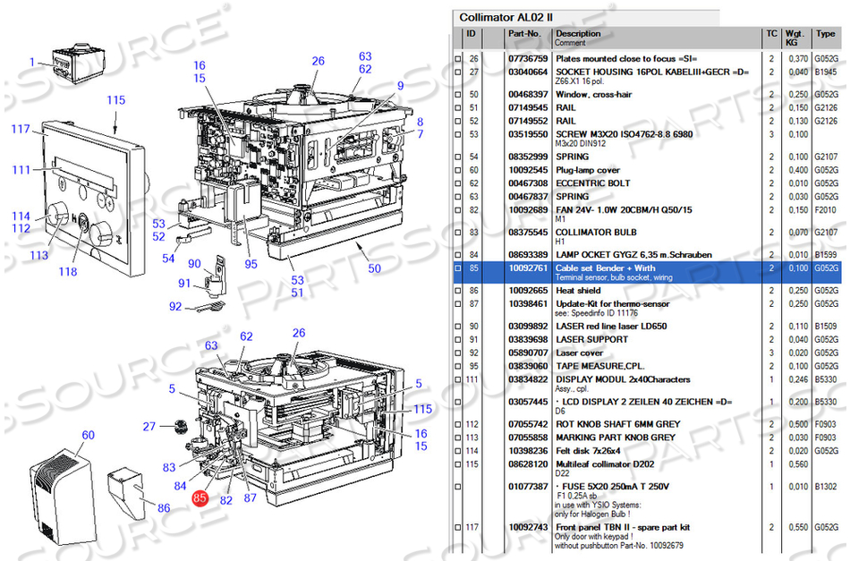 BENDER + WIRTH CABLE SET by Siemens Medical Solutions