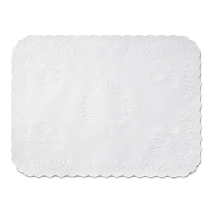 ANNIVERSARY EMBOSSED SCALLOPED EDGE TRAY MAT, 14 X 19, WHITE, 1,000/CARTON by Hoffmaster