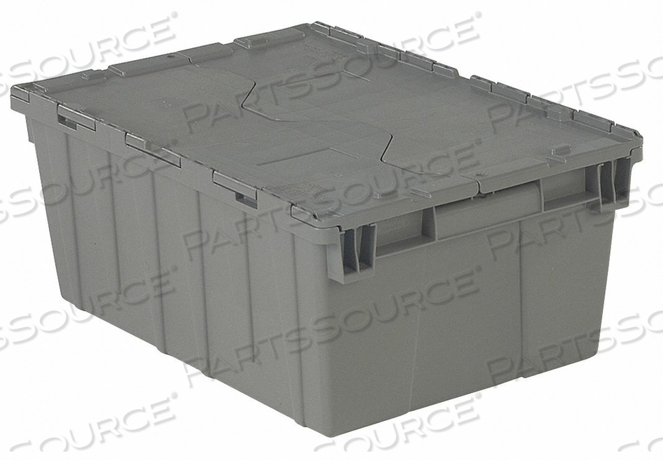 H6168 ATTACHED LID CONTAINER 50 LB. GRAY by Lewisbins