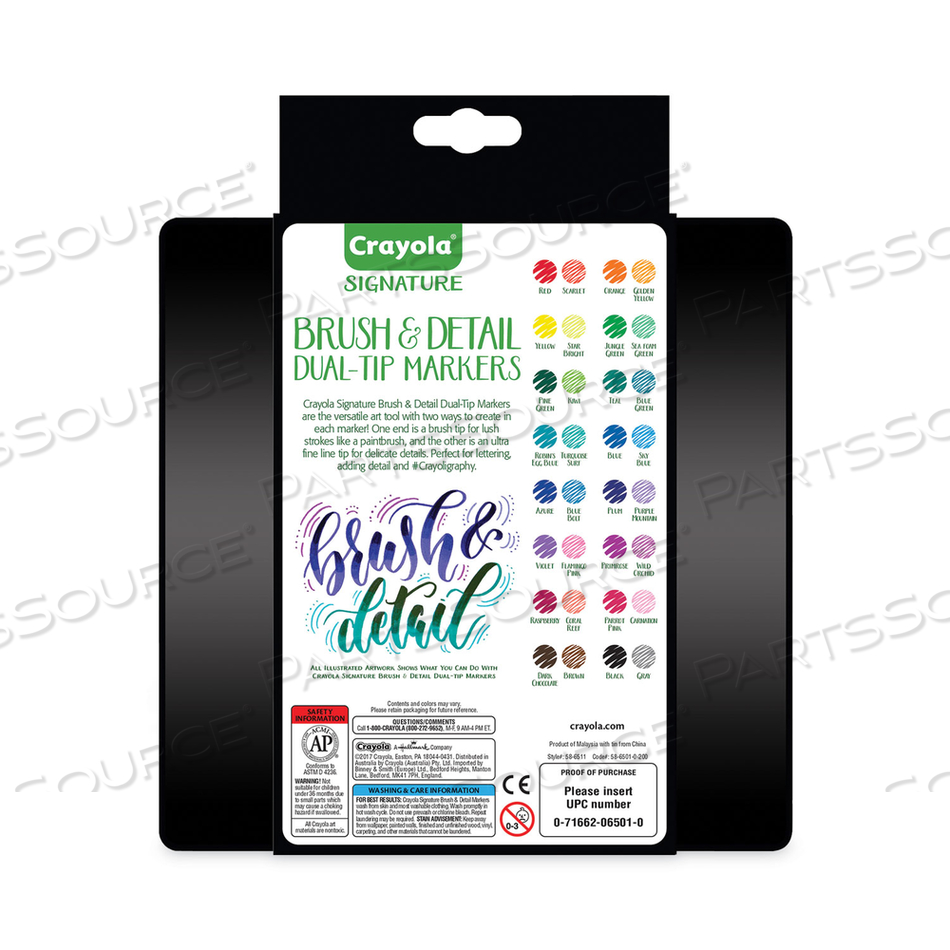 BRUSH AND DETAIL DUAL ENDED MARKERS, EXTRA-FINE BRUSH/BULLET TIPS, ASSORTED COLORS by Crayola