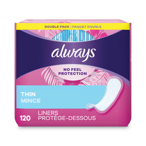 THIN DAILY PANTY LINERS, REGULAR, 120/PACK, 6 PACKS/CARTON by Always