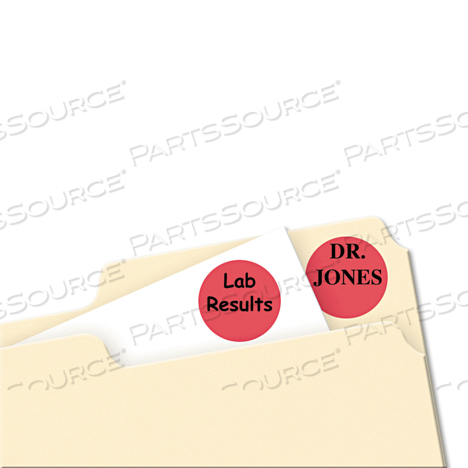 PRINTABLE SELF-ADHESIVE REMOVABLE COLOR-CODING LABELS, 0.75" DIA, RED, 24/SHEET, 42 SHEETS/PACK, (5466) PRINTABLE SELF-ADHESIVE REMOVABLE COLOR-CODING LABELS, 0.75" DIA, RED, 24/SHEET, 42 SHEETS/PACK, (5466)