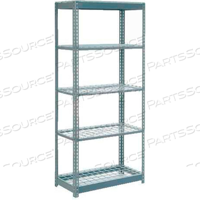 HEAVY DUTY SHELVING 36"W X 24"D X 60"H WITH 5 SHELVES - WIRE DECK - GRAY 