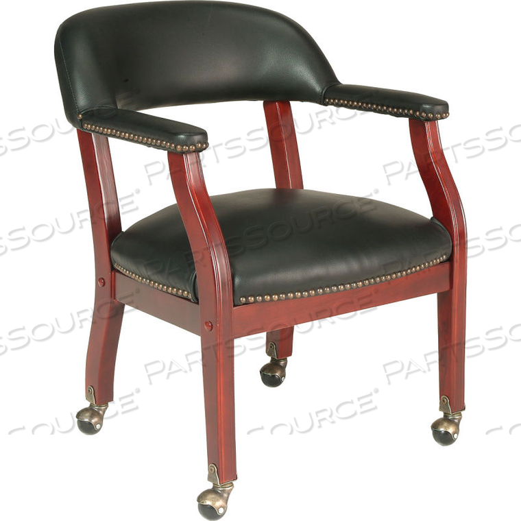 CONFERENCE CHAIR WITH ARMS AND CASTERS - VINYL - BLACK by Boss CONFERENCE CHAIR WITH ARMS AND CASTERS - VINYL - BLACK by Boss