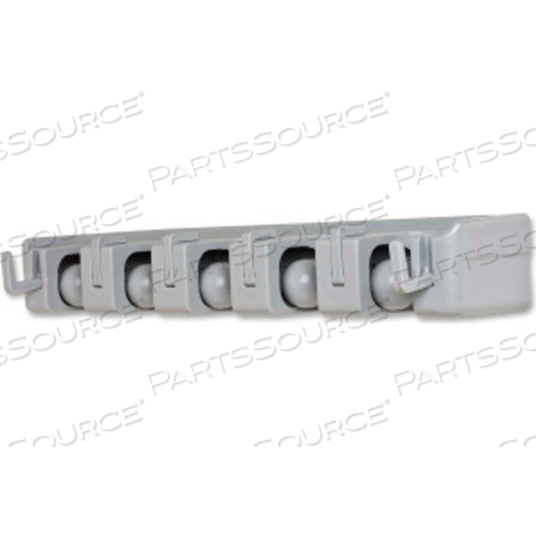 WALL ORGANIZER RACK, GRAY, 16-13/16", 6 HOOKS/5 GRIPS by S.P. Richards Company