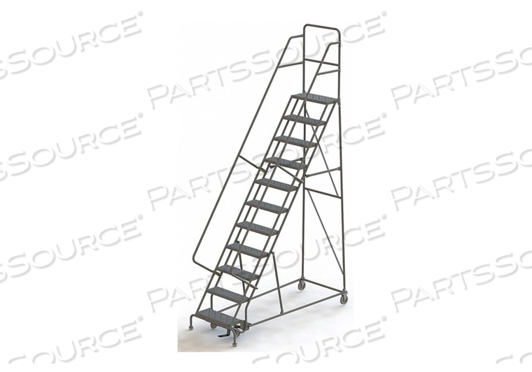 11 STEP 24"W 10"D TOP STEP STEEL ROLLING LADDER - PERFORATED TREAD by Tri-Arc