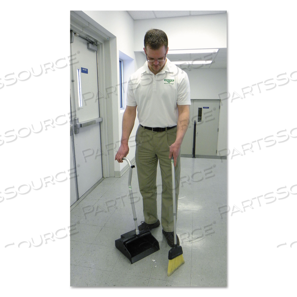 TELESCOPIC ERGO DUST PAN WITH BROOM, 12W X 45H, METAL, GRAY/SILVER by Unger