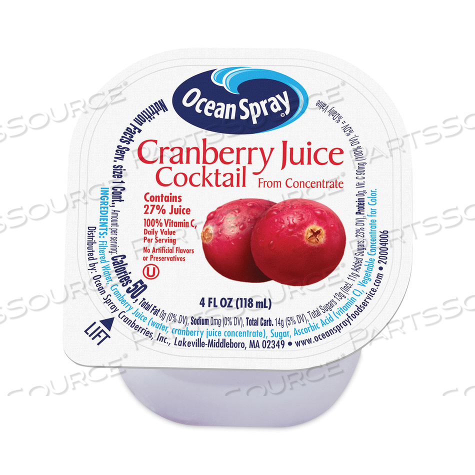 CRANBERRY JUICE DRINK, CRANBERRY, 4 OZ CUP, 18/BOX 