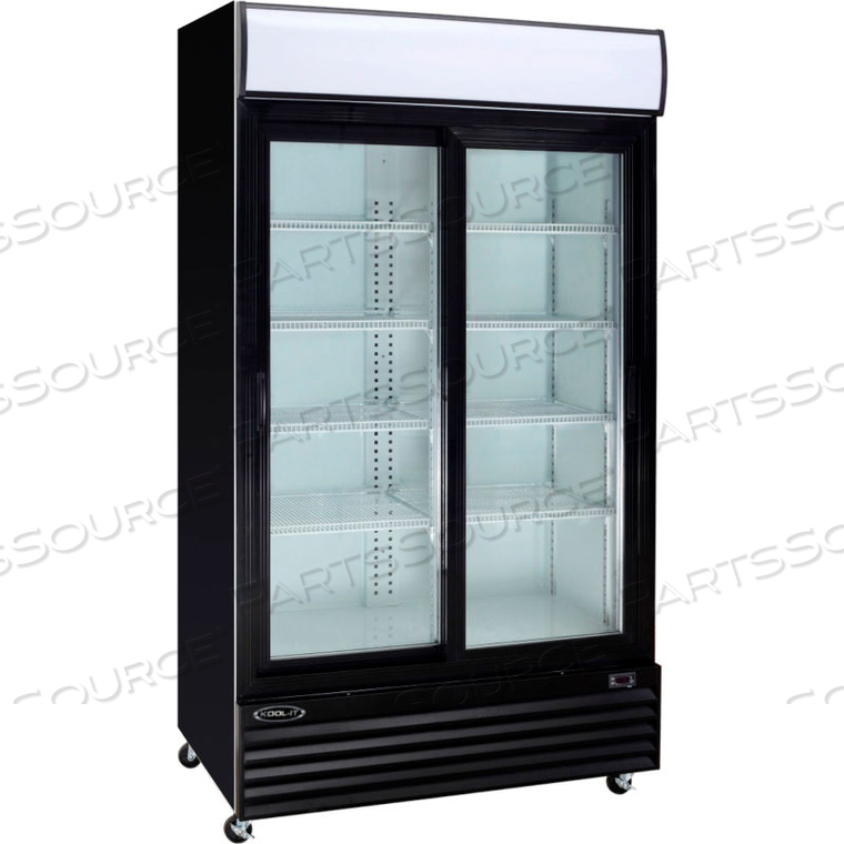 KOOL-IT - REFRIGERATED MERCHANDISER, 2 GLASS DOORS, 36 CU. FT., BLACK, 79-1/2"H X 44-1/2"W by Mvp Group Corporation