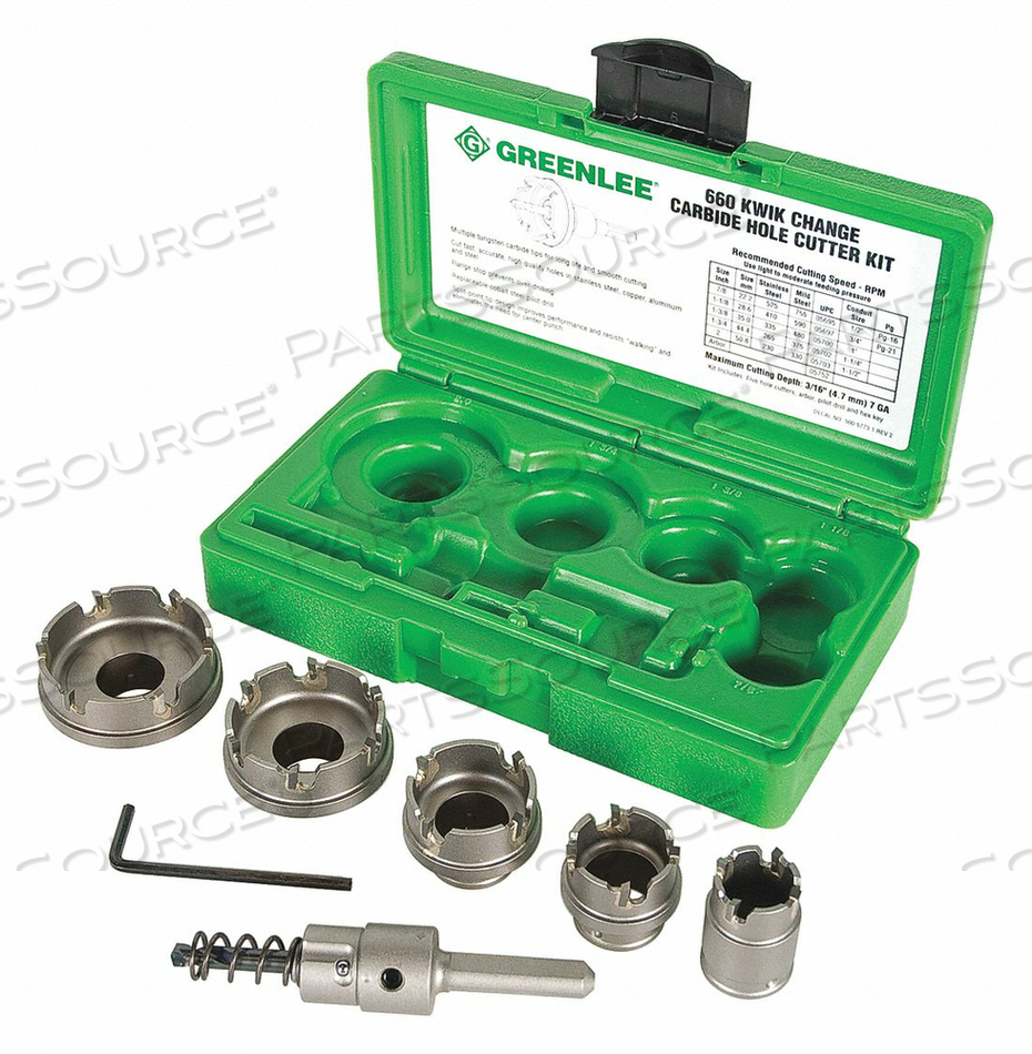 HOLE CUTTER KIT 3/8 THREAD SIZE 8 PCS. by Greenlee HOLE CUTTER KIT 3/8 THREAD SIZE 8 PCS. by Greenlee